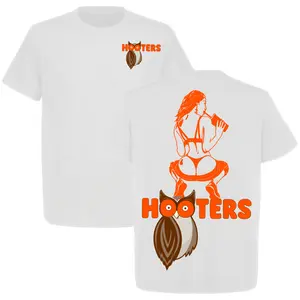 Hooters Bikini Girl Graphic T-Shirt, Retro Owl Logo Pin Up Tee, Funny Summer Bar Restaurant Streetwear Shirt for Men Women