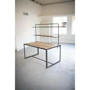Iron And Recycled Wood Display Table
