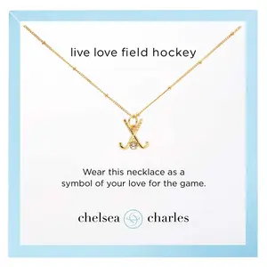 CC Sport Gold Field Hockey Charm Necklace