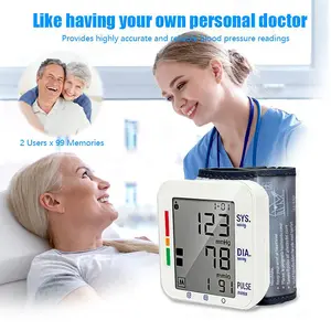 8-in-1 wrist blood pressure monitor large LED display English voice playback  wrist blood pressure cuff 99 x 2 measurement memory portable health kit home cardiac exercise care and the elderly one-touch operation Trusted by Families Loved by Parents