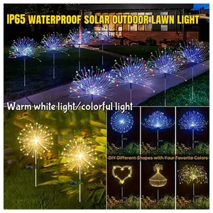 High Quality solar outdoor lawn light, firework-shaped light to illuminate your garden courtyard - 8 adjustment modes, DIY creative light, suitable for path, courtyard, villa decoration, outdoor lighting, festival decoration, Christmas decoration