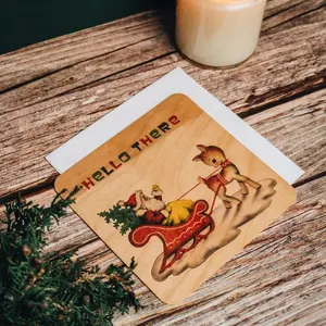 Spitfire Girl Hello There Santa Wood Card Flat