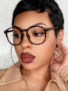 Women's Round Lens Frame Glasses, Classic Fashion Glasses, Essential Office Wear, Daily Fashion Accent, Student Must-Have, Perfect for Everyday Use