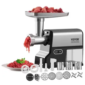 VEVOR Meat Grinder, TikTokShopBlackFriday, 4.2 Lbs/Min Capacity Electric Meat Grinders with Blade, Grinding Plate, Sausage Maker, Kubbe Kit, Burger Press, Chopper Attachment, Stainless Steel Meat Mincer for Home Kitchen