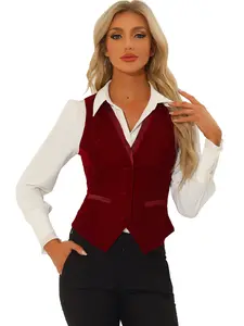 INSPIRE CHIC Velvet Suit Waistcoat Retro Sleeveless Steampunk Blazer Dressy Vest
