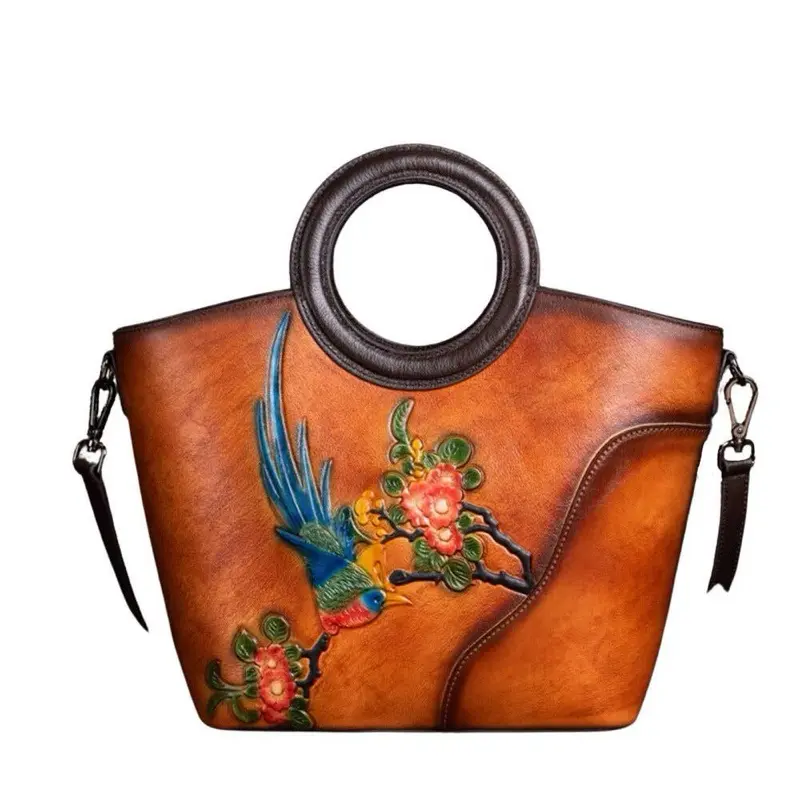 Retro leather tote bags