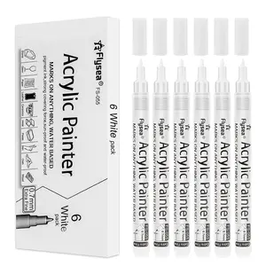6pcs/set 0.7mm White Hard Point Acrylic Marker Pen, Waterproof Quick Drying Marker Pen, Suitable for Art Supplies for Glass Ceramic Rock Painting Canvas Wood, Valentine's Day Gift