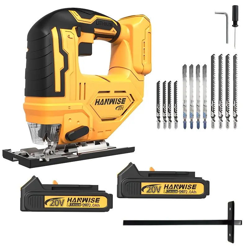 Cordless Jig Saw For 20V Max Battery, Brushless Jigsaw For 3 Orbital Settings, Brushless Motor, LED Light, Variable Speed 2900RPM, 3 Orbital Action, 0-45°Bevel Cuts, Blades For Cutting