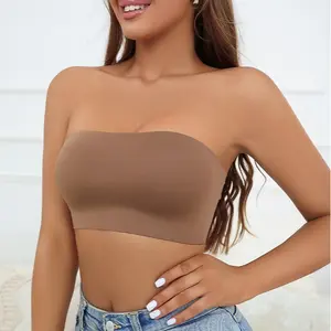 Strapless Seamless Tube Top Bandeau, Anti-Slip One-Shoulder Wrap Design, Push Up Comfortable Base Underwear for Women
