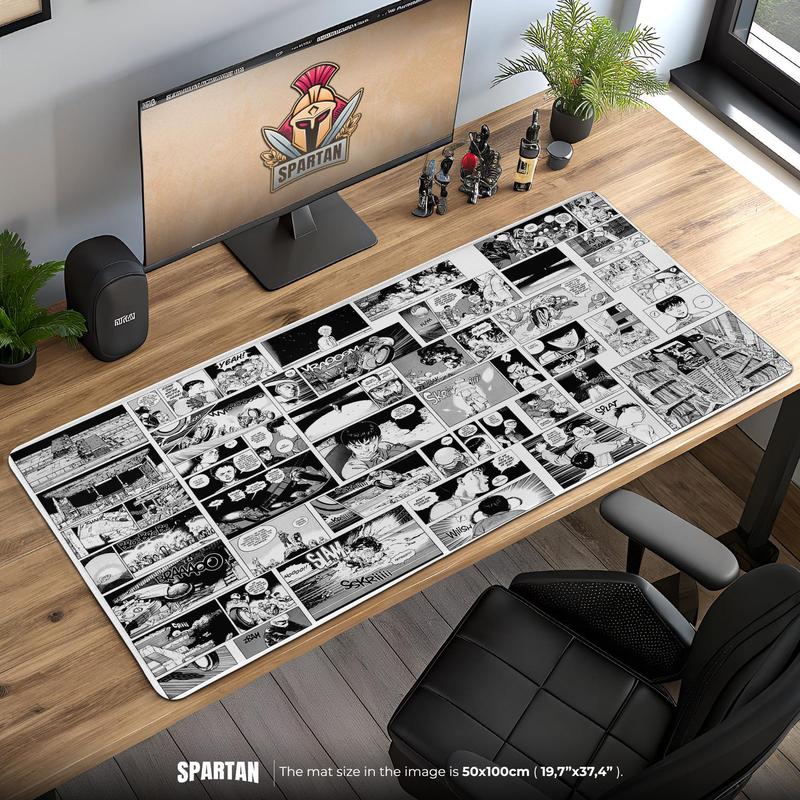 Manga Comic Panel Mouse Pad - Black White Anime Desk Mat Gaming Mousepad Gift for Otaku and Collectors