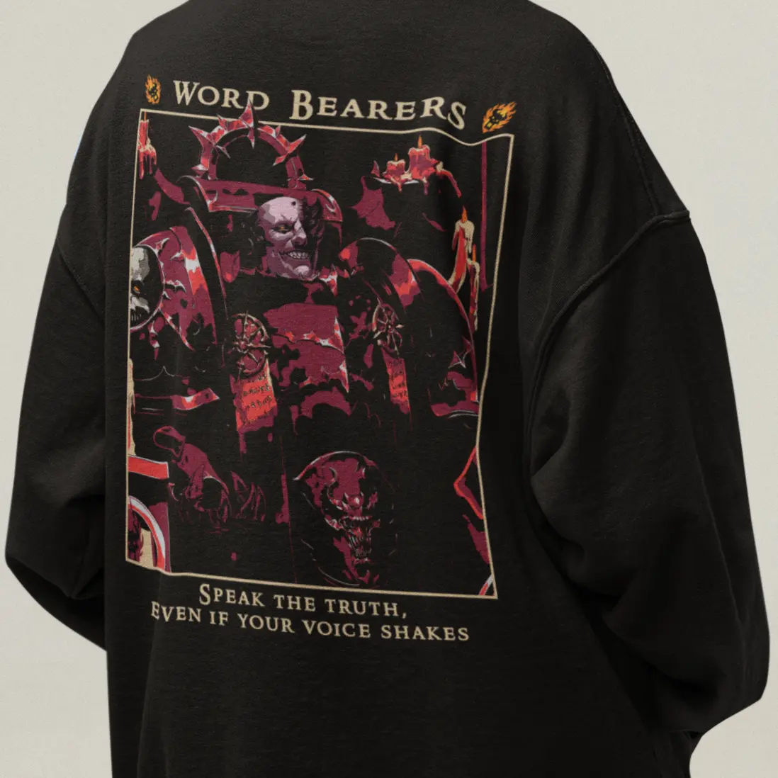 Word Bearers Chaos Hoodie – Warhammer 40K Dark Apostle Design, Heretic Space Marine Sweatshirt, Speak the Truth Quote Pullover Cotton Fabric