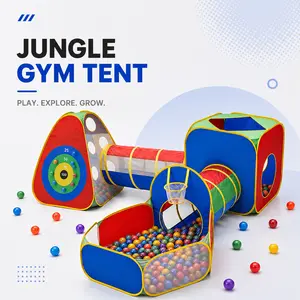 Vibrant Polyester 5-in-1 Kids Playground Set - Ball Pit, 2 Crawl Tunnels, 2 Tents, Compact Fold, Quick Setup, Indoor Outdoor Playard, Toddler Sports & Outdoor Play Equipment