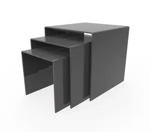 FixtureDisplays® Three Riser Combo 5", 6", 7" Cube 3-Sided Black Plexiglass Pedestal Lucite Acrylic Display Risers Jewelry Showcase Fixtures - 1/8" Thick 16905-567-BLACK-NF