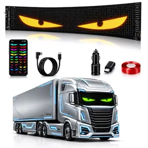 LED Scrolling Sign | Car Flexible Evil Eye Matrix, Programmable Text And Animation Display, Bright Color Effects, for Rear Window, Store Window, Food Truck And Party Decor, USB Plug And Play, 5pcs Set