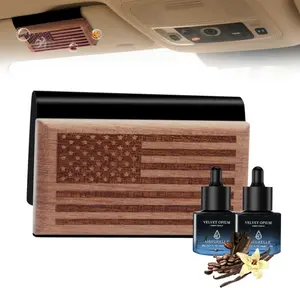 AirPurelle Car Air Freshener – 90+ Days Long Lasting – Wood Visor Clip Diffuser – Amber Vanilla, Mahogany Takwood, Woody Citrus & More – Includes 2x 8ML Essential Oil Refills – 0.54 FL OZ, Made in USA