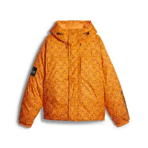 PUMA Mens X Pleasures Puffer Jacket Athletic Outerwear Casual Drawstring - Orange