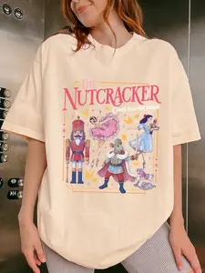 Nutcracker Ballet Print Short Sleeve T-Shirt, Vintage Nutcracker Tee, Sugar Plum Fairy T-Shirt, Gift for Ballerina Lovers, Summer Wear