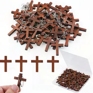 70/140/210 Pack Wooden Pocket Cross Bulk, Religious Easter Gifts for Christian DIY Handmade Crafts Party Favors Easter Eggs Fillers