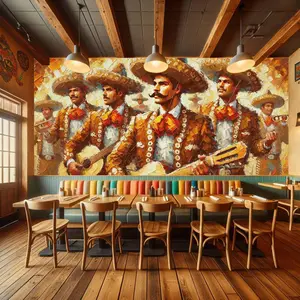Mexican Mariachi Band Peel and Stick Wallpaper - Traditional Charro Mural Décor - Removable and Easy to Apply Wall Covering
