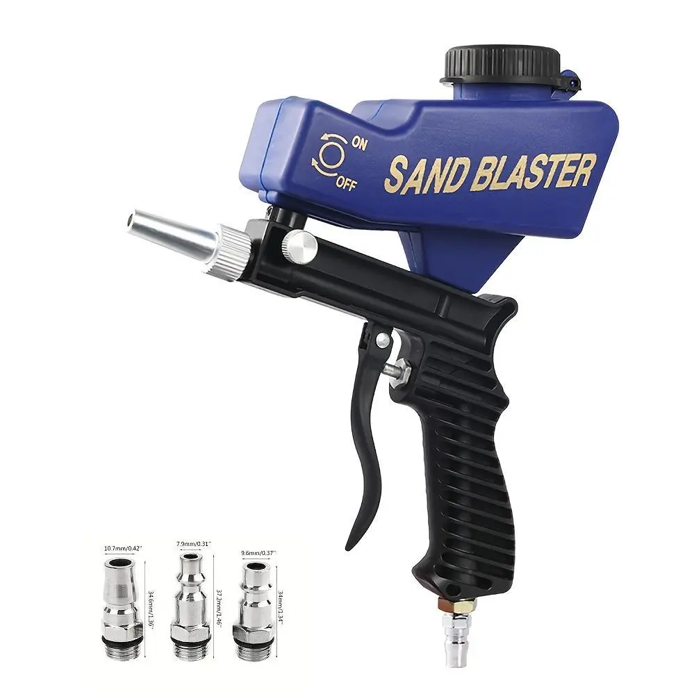 90PSI Portable Sandblasting Tool, Air Consumption 7.0cfm, Sand Outlet Inner Diameter 6.5mm - Adjustable Gravity Spraying Tool For Rust Removal And Paint Removal, Requires Air Compressor To Operate