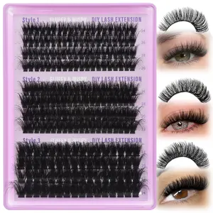 Lash Clusters 14-24mm Eyelash Clusters 60D+80D+100D Thick Volume Lash Extension Wispy Eyelash Extensions D Curl DIY Individual Lashes at Home by FOINEMYED
