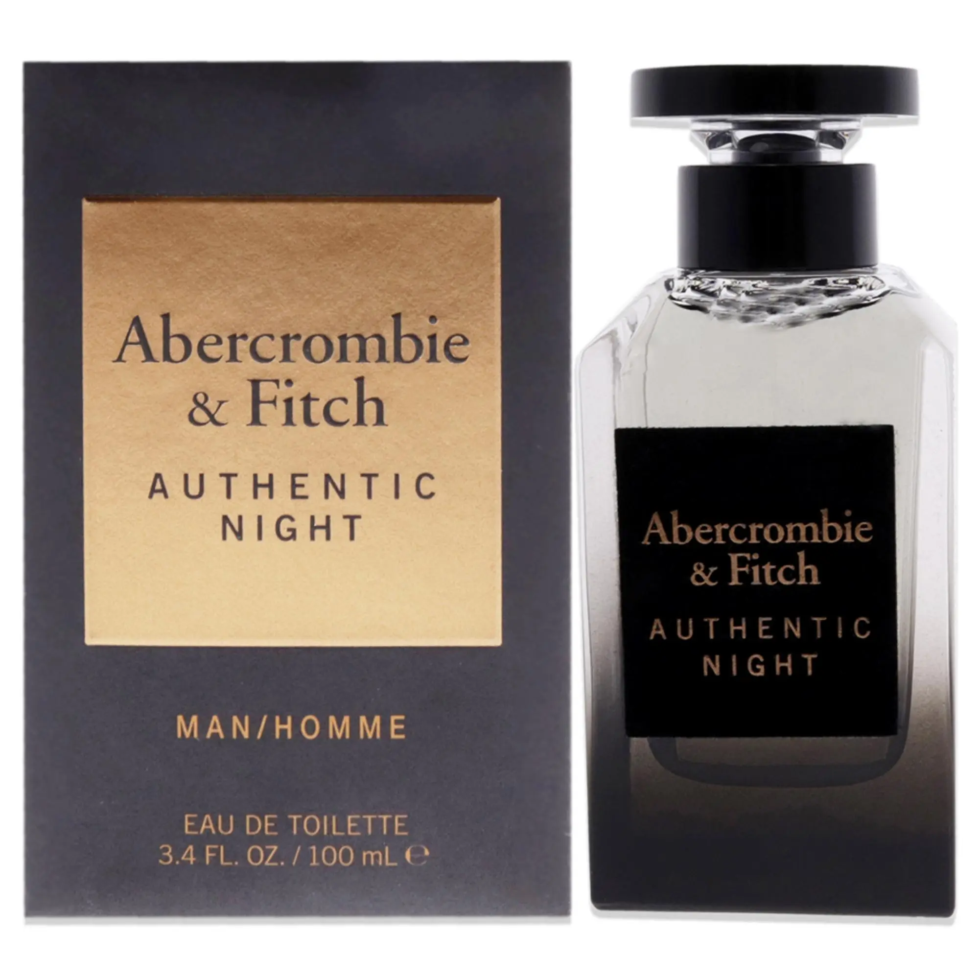 Authentic Night by Abercrombie and Fitch Men's 3.4 oz EDT Spray, Fragrance Spray Bottle for Personal Care