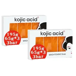 195g Contains 3 Bars 65g Kojic Soap, Deep Cleaning Moisturizing, Gentle Foaming Non-Irritating, Long-Lasting Scent, Face and Hand Wash Multi-Functional Handmade Soap