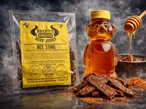 Brent’s Beef Jerky – Bee Sting – Smoked Beef Jerky – 2.5 oz or 8oz