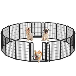 Yaheetech Dog Playpen 16 Panels Metal Pet Playpen Exercise Barrier Outdoor Indoor Fence with Door, 32/25 inch
