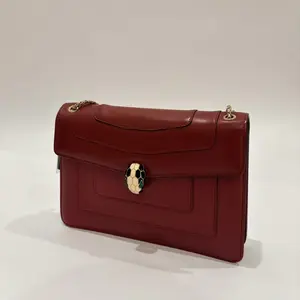 Pre-owned Bvlgari Leather Shoulder Bags Serpenti Forever Flap Bag Red Gold Hardware