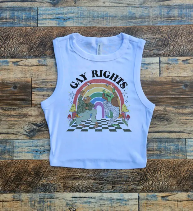Pride Flag Crop Tank Top LGBTQIA, Baby Tee Gay Flag, LGBTQIA Shirt, Pride Month Crop Tank, Womens Crop Top and Tank, Gay 2025