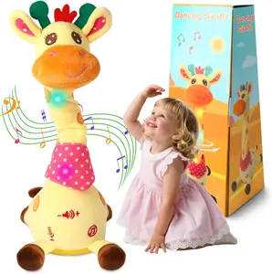 Dancing Giraffe Stuffed Animal Singing Glowing Musical Toy Repeats What You Say Great Birthday Gift for Toddlers Baby