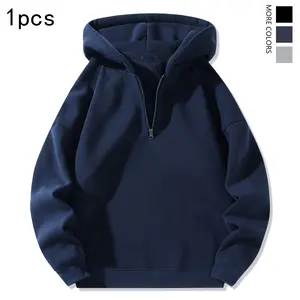 Solid-color half-zip hooded sports t-shirt for men, a casual and simple yet versatile men's t-shirt suitable for work, commuting, outdoor activities, travel, daily leisure, and sports.