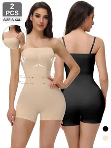 Women's Seamless Shaping Underwear Skin Tone Two-Piece Set, Sexy Waist Cinching Shapewear Bodysuit Comfortable Fit, All Seasons Casual Style, Belly Control Bodysuit
