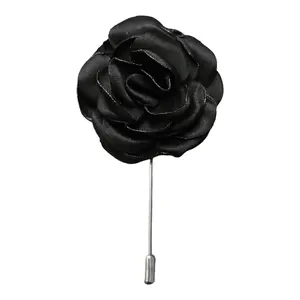 Peonies Flower Lapel Pin Black