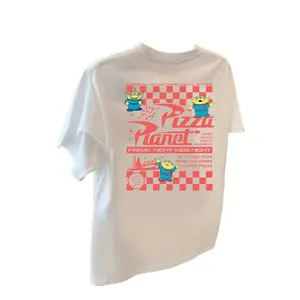 Pizza Planet T-shirt with "Friday Night Night" print, short sleeve, round neck, casual top for summer and spring, women's clothing