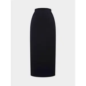 Straight Maxi Sweatshirt Skirt-Black