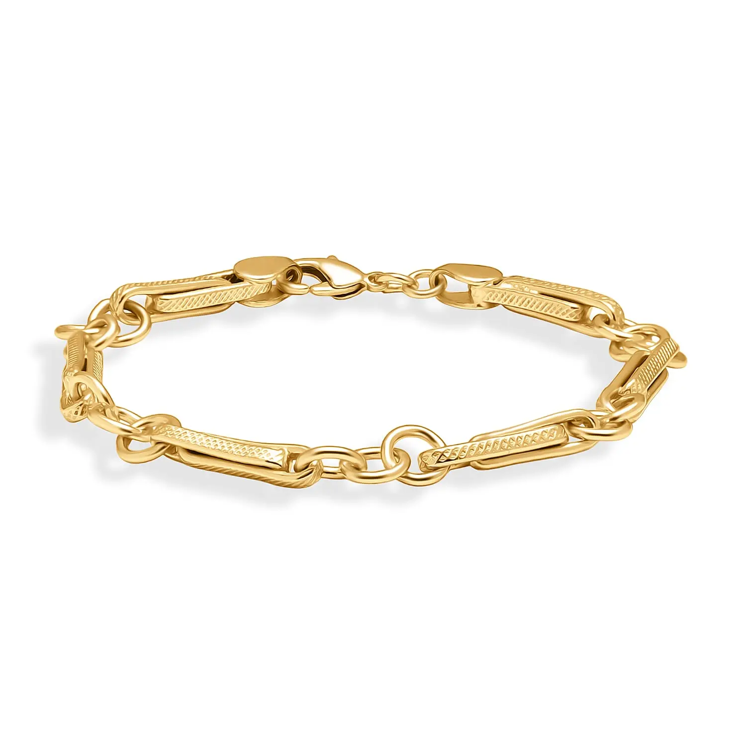 EverTrue Bronzella Collection Mixed Link Chain Bracelet in 18K YG Plated Bronze (7.25 In)