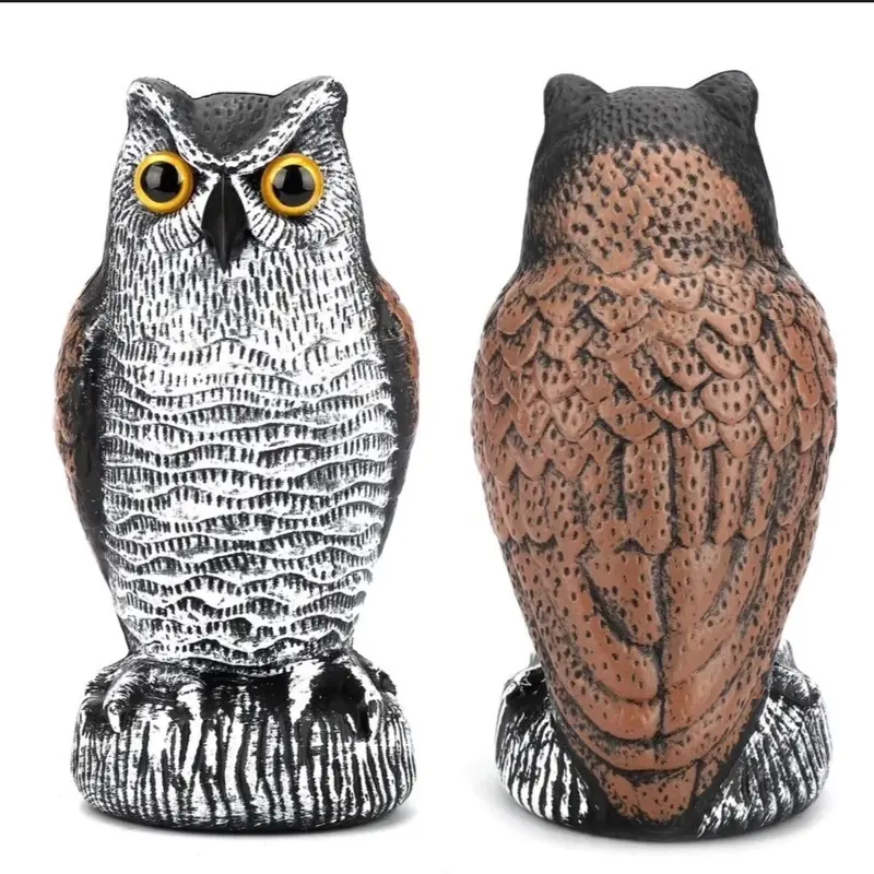 Owl Decoy Statue 1-2PCS Protect Garden Yard Scare Birds Away Pigeon Repellent US Realistic Design for Outdoor Use