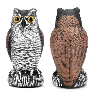 Owl Decoy Statue 1-2PCS Protect Garden Yard Scare Birds Away Pigeon Repellent US Realistic Design for Outdoor Use