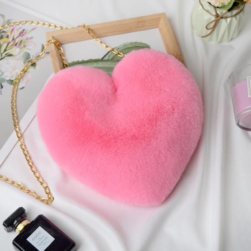 Heart Shaped Purse Fluffy Crossbody Bag with Chain Shoulder Strap Cute Clutch  Special Occasions