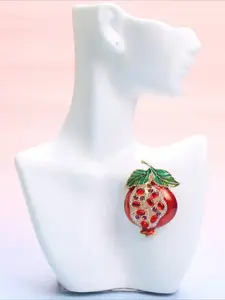 Luxurious Baroque Pomegranate Hollow Floral Brooch, Unisex Elegant Jewelry Accessory, Perfect Party Gift, Stylish Statement Piece