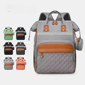 Multifunction Mummy Bag Backpack, Large Capacity Waterproof Baby Diaper Bag with Insulated Bottle Holders