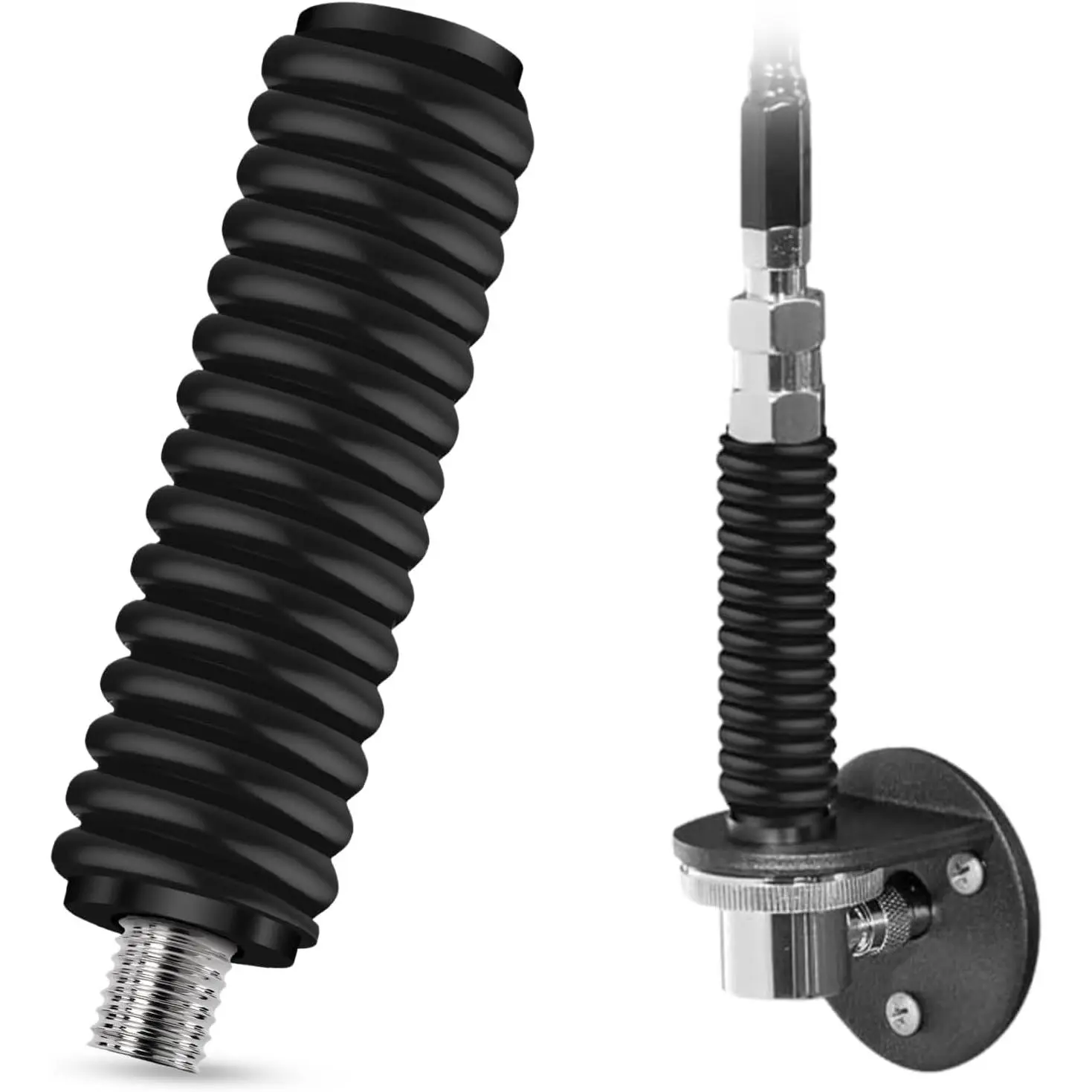 SS-3H Black CB Antenna Spring Mount, Black Heavy Duty Stainless Steel CB Spring Fit for Up to 60" Long Standard 3/8" x 24 Threads Mobile/in-Vehicle CB Radio Antenna Mount