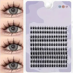 160pcs Wheat Ear Shape False Eyelashes, Long DIY Extension Bundles, Thick Cartoon Lash Strips, Dramatic Look Makeup Accessories