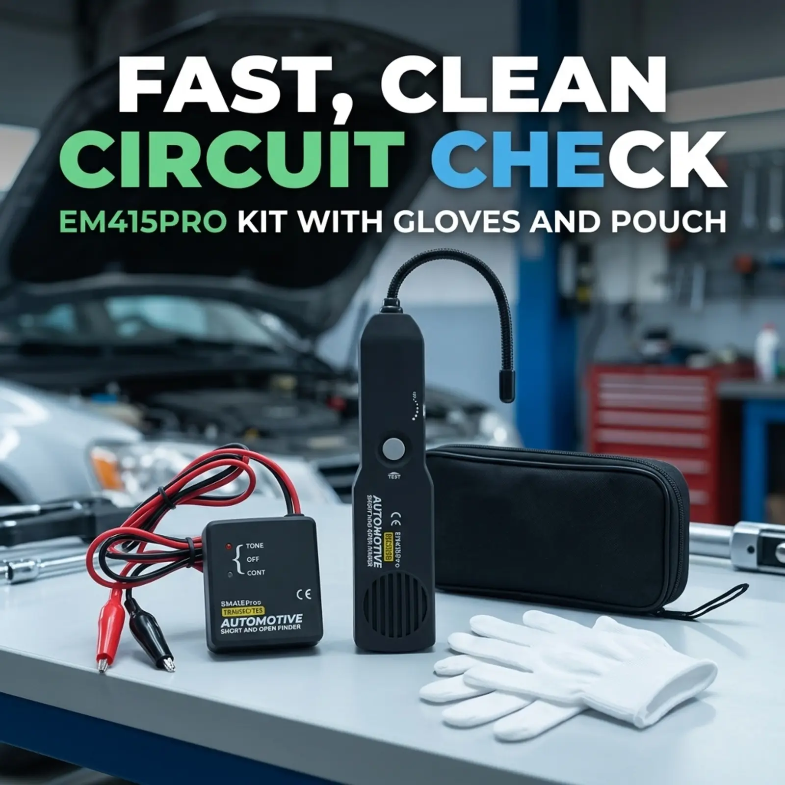 EM415PRO Automotive Short and Open Circuit Finder Kit 6-42V Electrical System Tester with Gloves