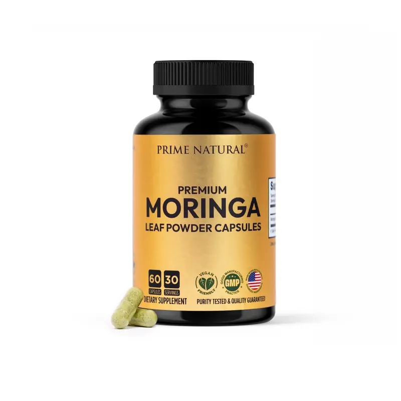 Moringa Powder Capsules 60 Ct - Vegan - Best Superfood for Immune Support, Energy, Antioxidants, Vitamins & more for Smoothies, Drinks, Tea