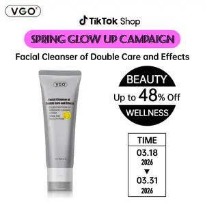 VGO Facial Cleanser of Double Care and Effets 50g All types of skins Cleanse and moisturize Cleansing Skincare Gentle Charcoal Coconut Daily Foam Hydrating Comfort Moisturizer-A
