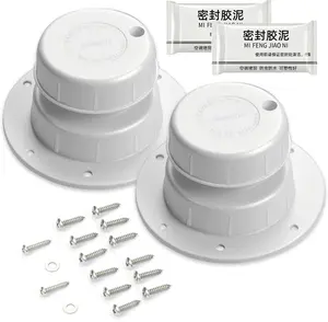 RV Plumbing Vent Cap Sewer Vents Caps for Roof Fits 1 to 2 3/8 Inch Pipe RV-Vent-Covers-for-Roof with Sealing Putty, Plastic White 2 Pack Cover for Motorhome Trailer Camper Roofs