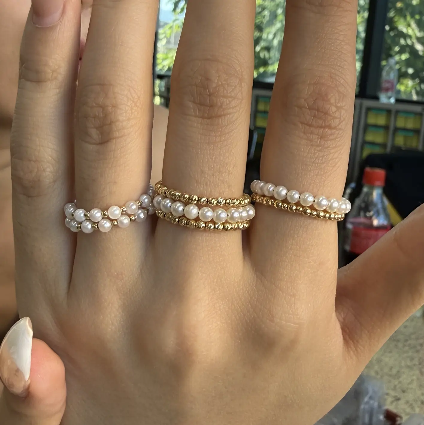 18K yellow gold agoya Pearl rings